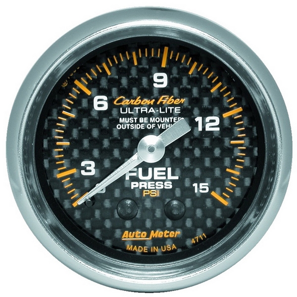 2-1/16" FUEL PRESSURE, 0-15 PSI, CARBON FIBER